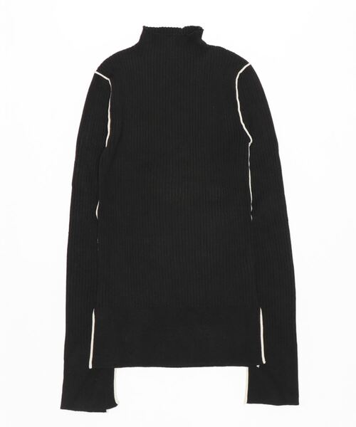 STYLEBLOCK(スタイルブロック)の「E綿タッチバイカラーニットトップス(ニット/セーター・レディース・アイボリー/ブラック/ブルー・M)」の5枚目の写真