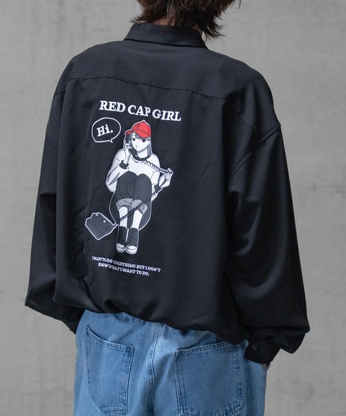 Red Cap Girl（レッドキャプガール）の「【a-r】〔Red Cap Girl/レッドキャップガール〕ナチュラルストレッチ バックイラスト ルーズサイズシャツ 長袖（シャツ/ブラウス・メンズ・ブルー/ベージュ/ホワイト/その他/ブラック/グリーン/グリーン系その他/ブラック系その他/ホワイト系その他/ブラック系その他2/ダークグレー/ブルー系その他/グレイッシュベージュ/ホワイト系その他2/ブルー系1/その他1/ライトグレー/ホワイト系1/ブラック系1・MEDIUM/X-LARGE/LARGE）」の9枚目の写真