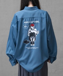 【1】〔Red Cap Girl/レッドキャップガール〕ナチュラルストレッチ バックイラスト ルーズサイズシャツ 長袖