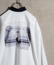 【1】〔Red Cap Girl/レッドキャップガール〕ナチュラルストレッチ バックイラスト ルーズサイズシャツ 長袖