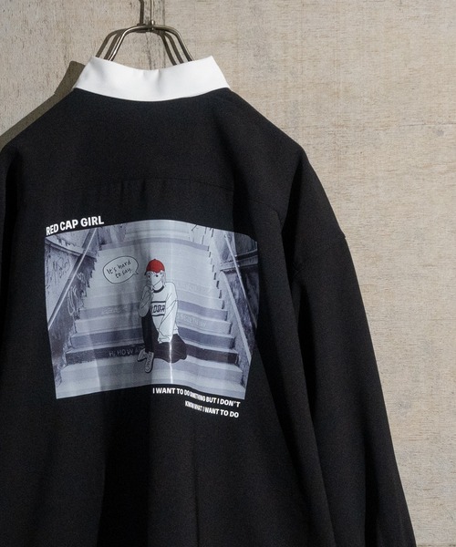 Red Cap Girl（レッドキャプガール）の「【a-r】〔Red Cap Girl/レッドキャップガール〕ナチュラルストレッチ バックイラスト ルーズサイズシャツ 長袖（シャツ/ブラウス・メンズ・ブルー/ベージュ/ホワイト/その他/ブラック/グリーン/グリーン系その他/ブラック系その他/ホワイト系その他/ブラック系その他2/ダークグレー/ブルー系その他/グレイッシュベージュ/ホワイト系その他2/ブルー系1/その他1/ライトグレー/ホワイト系1/ブラック系1・MEDIUM/X-LARGE/LARGE）」の7枚目の写真