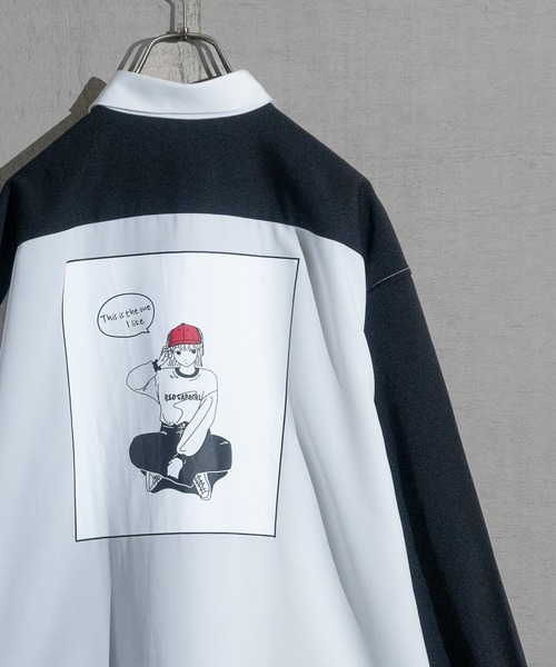 Red Cap Girl（レッドキャプガール）の「【a-r】〔Red Cap Girl/レッドキャップガール〕ナチュラルストレッチ バックイラスト ルーズサイズシャツ 長袖（シャツ/ブラウス・メンズ・ブルー/ベージュ/ホワイト/その他/ブラック/グリーン/グリーン系その他/ブラック系その他/ホワイト系その他/ブラック系その他2/ダークグレー/ブルー系その他/グレイッシュベージュ/ホワイト系その他2/ブルー系1/その他1/ライトグレー/ホワイト系1/ブラック系1・MEDIUM/X-LARGE/LARGE）」の18枚目の写真
