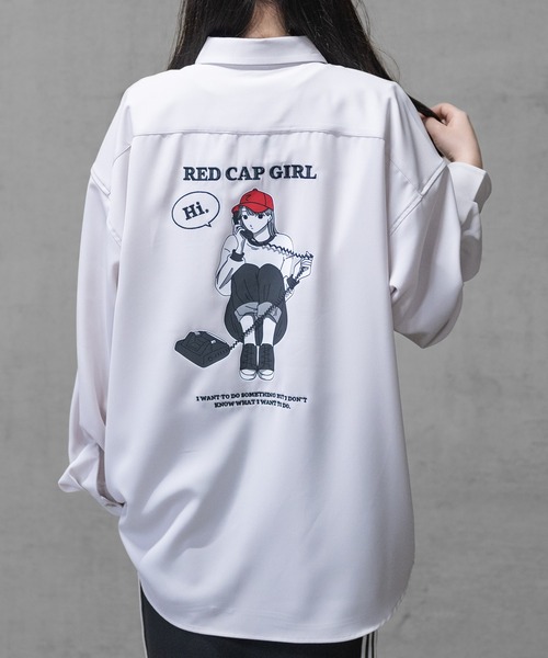 Red Cap Girl（レッドキャプガール）の「【a-r】〔Red Cap Girl/レッドキャップガール〕ナチュラルストレッチ バックイラスト ルーズサイズシャツ 長袖（シャツ/ブラウス・メンズ・ブルー/ベージュ/ホワイト/その他/ブラック/グリーン/グリーン系その他/ブラック系その他/ホワイト系その他/ブラック系その他2/ダークグレー/ブルー系その他/グレイッシュベージュ/ホワイト系その他2/ブルー系1/その他1/ライトグレー/ホワイト系1/ブラック系1・MEDIUM/X-LARGE/LARGE）」の10枚目の写真
