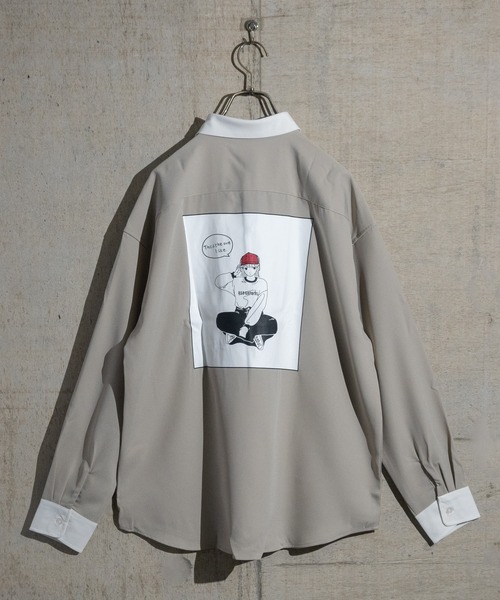 Red Cap Girl（レッドキャプガール）の「【a-r】〔Red Cap Girl/レッドキャップガール〕ナチュラルストレッチ バックイラスト ルーズサイズシャツ 長袖（シャツ/ブラウス・メンズ・ブルー/ベージュ/ホワイト/その他/ブラック/グリーン/グリーン系その他/ブラック系その他/ホワイト系その他/ブラック系その他2/ダークグレー/ブルー系その他/グレイッシュベージュ/ホワイト系その他2/ブルー系1/その他1/ライトグレー/ホワイト系1/ブラック系1・MEDIUM/X-LARGE/LARGE）」の21枚目の写真