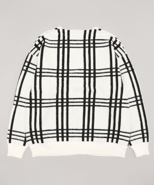 Bling Leads（ブリングリーズ）の「【Bl】【Bling leads】チェックデザインオーバーサイズシャギーカーディガン（カーディガン/ボレロ・レディース・ホワイト/ブラック・FREE）」の3枚目の写真