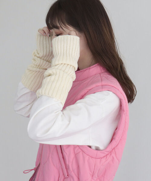 fredy emue（フレディエミュ）の「コットンアームカバー（アームカバー・レディース・ライトグリーン/キナリ/ブラウン・FREE）」の6枚目の写真