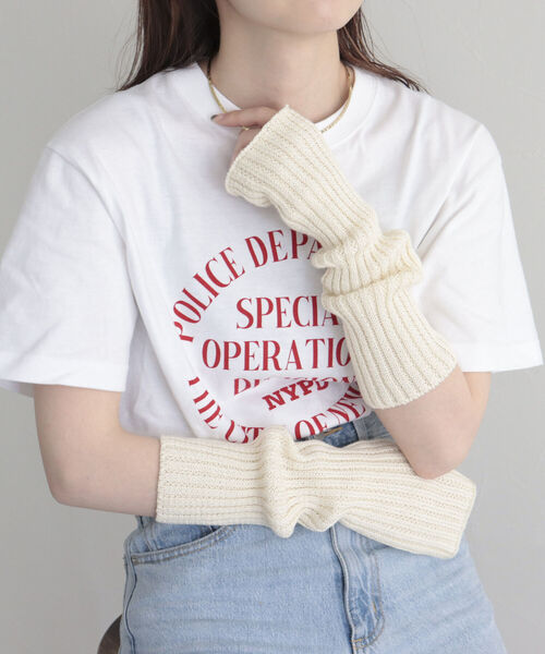 fredy emue（フレディエミュ）の「コットンアームカバー（アームカバー・レディース・ライトグリーン/キナリ/ブラウン・FREE）」の11枚目の写真