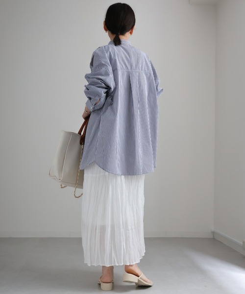 ArgueCulture光沢感シャツ ロング おしゃれ肩パット入り Argue Cultureシャツ光沢メタルおしゃれ肩パットユニセックス