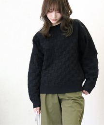 Per sist ence/パーシエンス ポリ12G総針 ブロックチェックプルオーバー