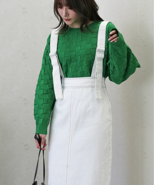 Per sist ence（パーシエンス）の「Per sist ence/パーシエンス　ポリ12G総針 ブロックチェックプルオーバー（ニット/セーター・レディース・ブラック/アイボリー/ネイビー/グリーン・FREE）」の21枚目の写真