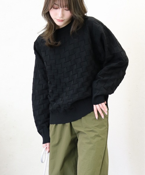 Per sist ence（パーシエンス）の「Per sist ence/パーシエンス　ポリ12G総針 ブロックチェックプルオーバー（ニット/セーター・レディース・ブラック/アイボリー/ネイビー/グリーン・FREE）」の16枚目の写真