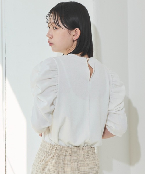 Aunt Marie's（アントマリーズ）の「ギャザーボリュームハーフスリーブトップス（Tシャツ/カットソー・レディース・ブラック/ナチュラル/ホワイト・FREE）」の7枚目の写真