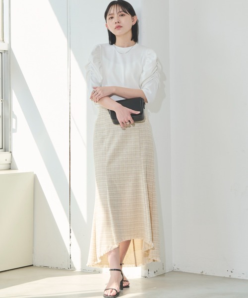 Aunt Marie's（アントマリーズ）の「ギャザーボリュームハーフスリーブトップス（Tシャツ/カットソー・レディース・ブラック/ナチュラル/ホワイト・FREE）」の8枚目の写真