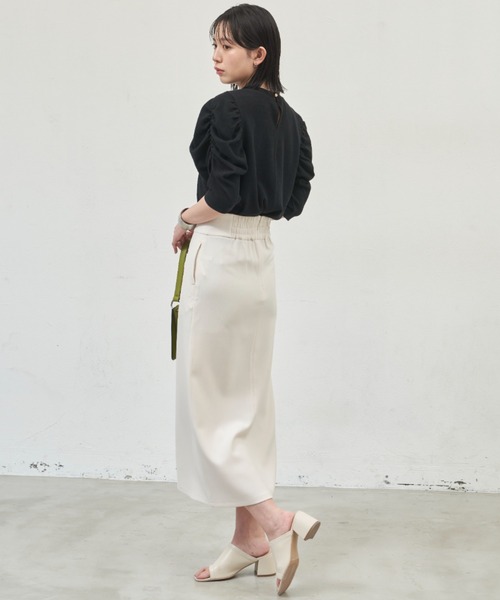 Aunt Marie's（アントマリーズ）の「ギャザーボリュームハーフスリーブトップス（Tシャツ/カットソー・レディース・ブラック/ナチュラル/ホワイト・FREE）」の14枚目の写真