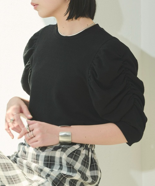 Aunt Marie's（アントマリーズ）の「ギャザーボリュームハーフスリーブトップス（Tシャツ/カットソー・レディース・ブラック/ナチュラル/ホワイト・FREE）」の19枚目の写真