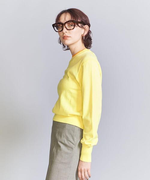 【未使用】ユナイテッドアローズ クルーネック ニット プルオーバー ベージュ UNITED ARROWS W バイアス クルーネック ニット - トップス