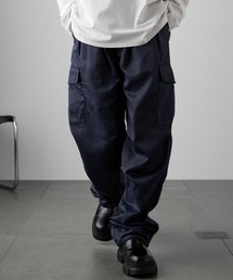タックワイドストレートミリタリーカーゴパンツ