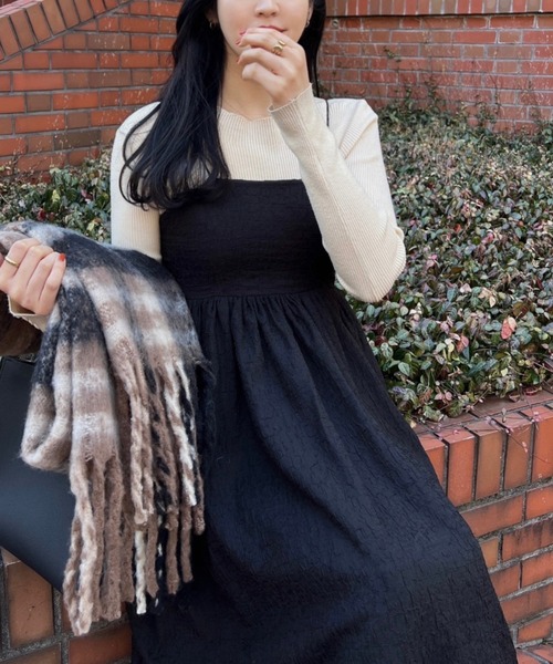 ACYM（アシーム）の「Pin strap volumy dress（ワンピース・レディース・ベージュ/ブラック・FREE）」の12枚目の写真