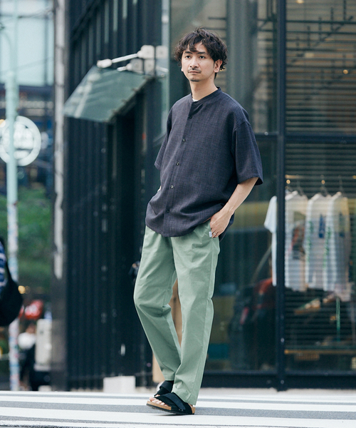 JOURNAL STANDARD relume(ジャーナルスタンダード レリューム)の「"イージーケア"TEC CANVAS バンドカラー 半袖シャツ(シャツ/ブラウス・メンズ・ブラウン系その他/ブラック/アイボリー/クリアブルー・LARGE/MEDIUM)」の10枚目の写真