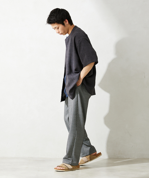 JOURNAL STANDARD relume(ジャーナルスタンダード レリューム)の「"イージーケア"TEC CANVAS バンドカラー 半袖シャツ(シャツ/ブラウス・メンズ・ブラウン系その他/ブラック/アイボリー/クリアブルー・LARGE/MEDIUM)」の15枚目の写真