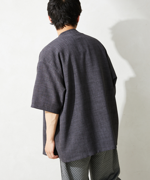 JOURNAL STANDARD relume(ジャーナルスタンダード レリューム)の「"イージーケア"TEC CANVAS バンドカラー 半袖シャツ(シャツ/ブラウス・メンズ・ブラウン系その他/ブラック/アイボリー/クリアブルー・LARGE/MEDIUM)」の16枚目の写真