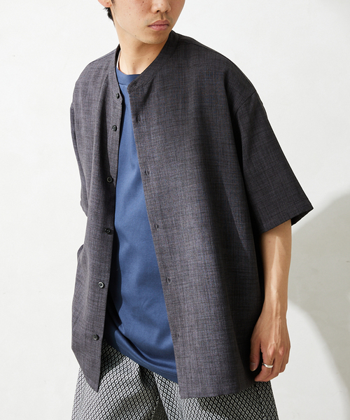 JOURNAL STANDARD relume(ジャーナルスタンダード レリューム)の「"イージーケア"TEC CANVAS バンドカラー 半袖シャツ(シャツ/ブラウス・メンズ・ブラウン系その他/ブラック/アイボリー/クリアブルー・LARGE/MEDIUM)」の17枚目の写真