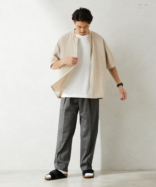 JOURNAL STANDARD relume(ジャーナルスタンダード レリューム)の「"イージーケア"TEC CANVAS バンドカラー 半袖シャツ(シャツ/ブラウス・メンズ・ブラウン系その他/ブラック/アイボリー/クリアブルー・LARGE/MEDIUM)」の22枚目の写真