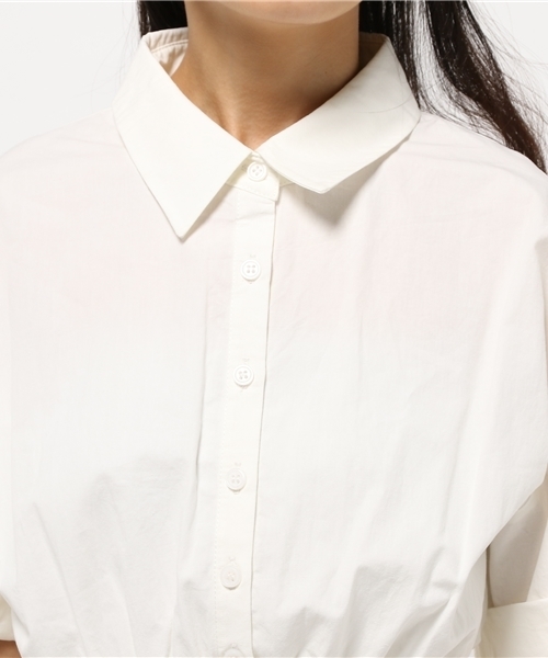 mystic（ミスティック）の「【Omekashi】ウエストリブシャツワンピース（ワンピース・レディース・カーキ/オフホワイト/ネイビー・ﾌﾘ-）」の7枚目の写真