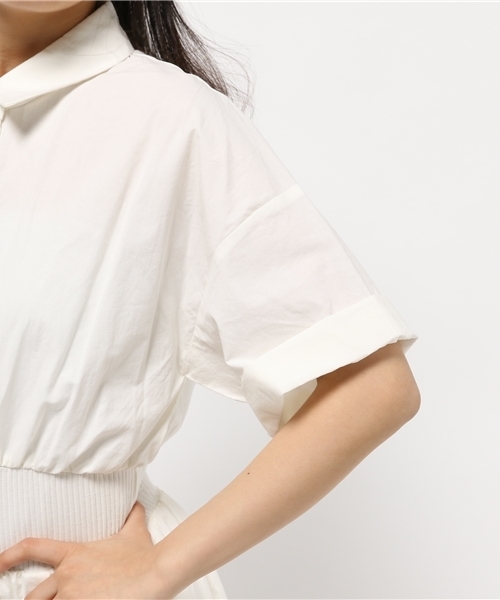 mystic（ミスティック）の「【Omekashi】ウエストリブシャツワンピース（ワンピース・レディース・カーキ/オフホワイト/ネイビー・ﾌﾘ-）」の8枚目の写真