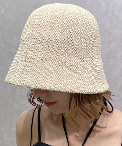 one wayザッカ（ワンウェイザッカ）の「サマーニットサーモハット（ハット・レディース・ホワイト/ライトブラウン/ブラック/グリーン・FREE）」の2枚目の写真