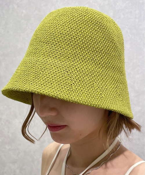 one wayザッカ（ワンウェイザッカ）の「サマーニットサーモハット（ハット・レディース・ホワイト/ライトブラウン/ブラック/グリーン・FREE）」の4枚目の写真