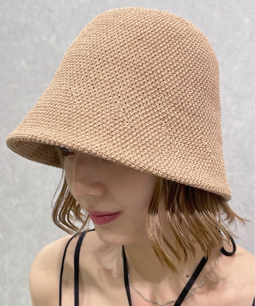 one wayザッカ（ワンウェイザッカ）の「サマーニットサーモハット（ハット・レディース・ホワイト/ライトブラウン/ブラック/グリーン・FREE）」の9枚目の写真
