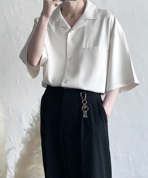 JULLIN】 loose open collar stitch shirt / ルーズオープン