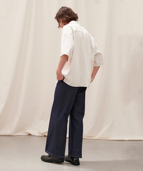 JULLIN（ユリン）の「【JULLIN】 loose open collar stitch shirt / ルーズオープンカラーステッチシャツ（シャツ/ブラウス・メンズ・ホワイト/ブラウン/ブラック/ナチュラル・S/M/L）」の7枚目の写真