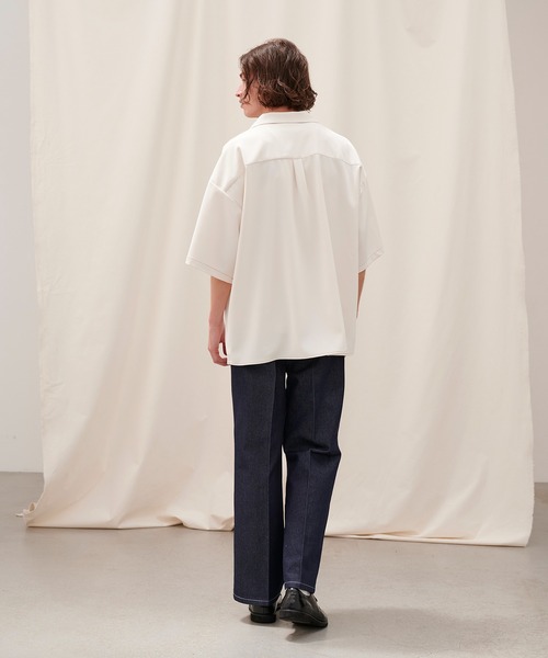 JULLIN（ユリン）の「【JULLIN】 loose open collar stitch shirt / ルーズオープンカラーステッチシャツ（シャツ/ブラウス・メンズ・ホワイト/ブラウン/ブラック/ナチュラル・S/M/L）」の8枚目の写真