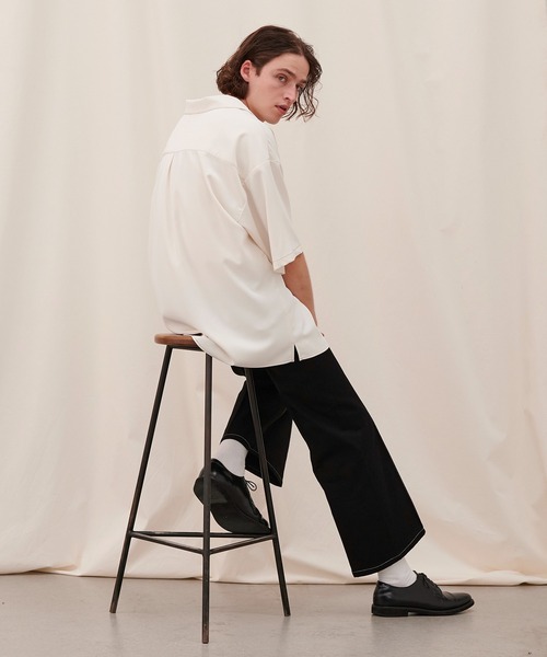 JULLIN（ユリン）の「【JULLIN】 loose open collar stitch shirt / ルーズオープンカラーステッチシャツ（シャツ/ブラウス・メンズ・ホワイト/ブラウン/ブラック/ナチュラル・S/M/L）」の13枚目の写真