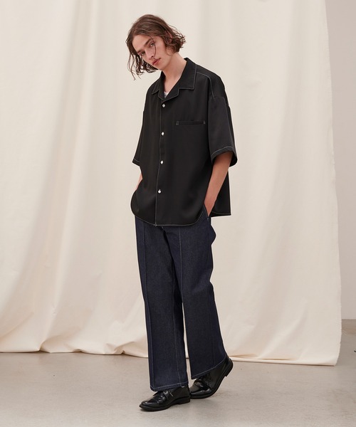 JULLIN】 loose open collar stitch shirt / ルーズオープン