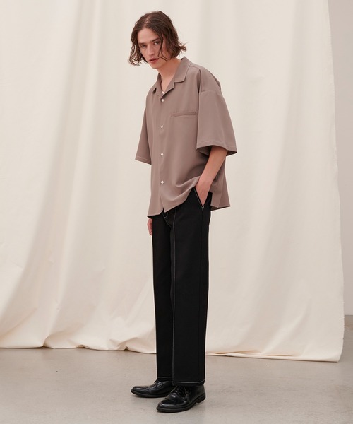 JULLIN】 loose open collar stitch shirt / ルーズオープン
