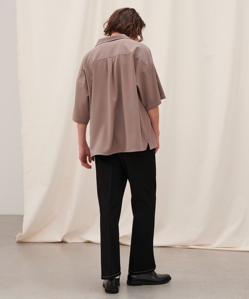 JULLIN】 loose open collar stitch shirt / ルーズオープン