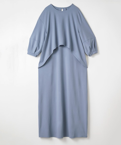 フェリシモMama（フェリシモママ）の「Ｍｏｒｅｄｄｅ　フォーマルシーンでも使える　授乳がかんたん　しなやかカットソーのデザインワンピース（マタニティウェア/グッズ・レディース・ブラック/グレイッシュブルー・MEDIUM/LARGE/X-LARGE）」の20枚目の写真