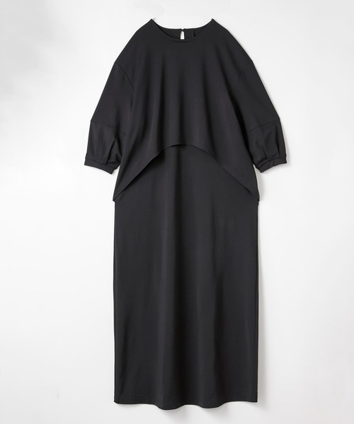 フェリシモMama（フェリシモママ）の「Ｍｏｒｅｄｄｅ　フォーマルシーンでも使える　授乳がかんたん　しなやかカットソーのデザインワンピース（マタニティウェア/グッズ・レディース・ブラック/グレイッシュブルー・MEDIUM/LARGE/X-LARGE）」の22枚目の写真