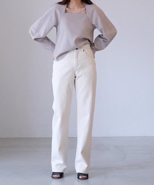 AKTE（アクテ）の「アーチネックボリュームスリーブブラウス（シャツ/ブラウス・レディース・ブラック/グレイッシュベージュ・FREE）」の9枚目の写真