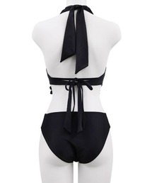 フラワー装飾 ブラック ワンピース水着 シアー＆肩フリル細見えワンピース水着◇水着 ワンピース 体型