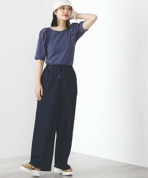 BEAMS HEART(ビームスハート)の「BEAMS HEART / パワーショルダー リブプルオーバー(Tシャツ/カットソー・レディース・ブルー系その他/オフホワイト/その他・FREE)」の4枚目の写真