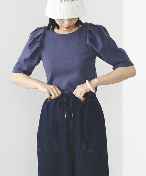 BEAMS HEART(ビームスハート)の「BEAMS HEART / パワーショルダー リブプルオーバー(Tシャツ/カットソー・レディース・ブルー系その他/オフホワイト/その他・FREE)」の6枚目の写真