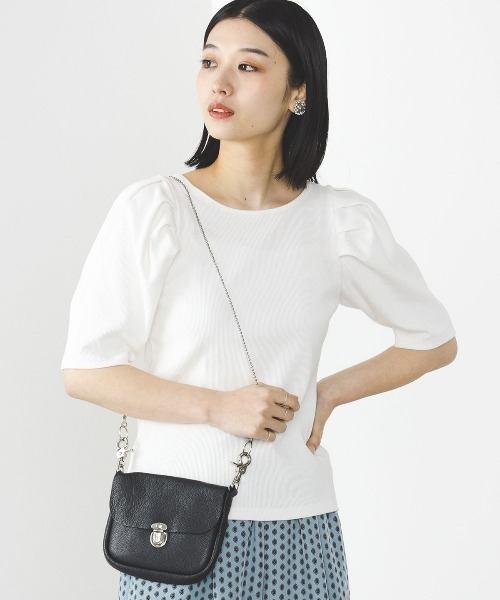 BEAMS HEART(ビームスハート)の「BEAMS HEART / パワーショルダー リブプルオーバー(Tシャツ/カットソー・レディース・ブルー系その他/オフホワイト/その他・FREE)」の1枚目の写真