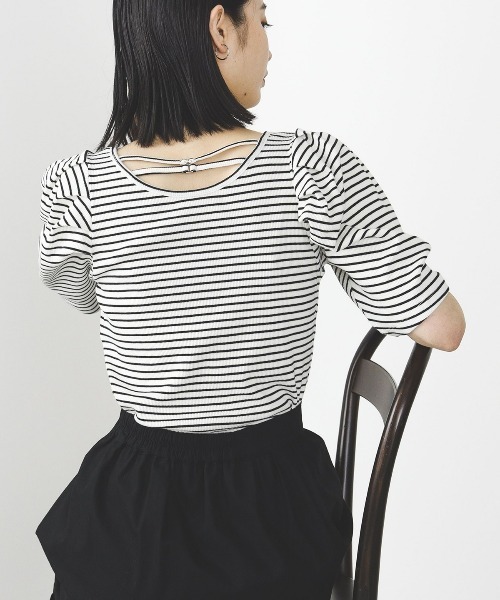 BEAMS HEART(ビームスハート)の「BEAMS HEART / パワーショルダー リブプルオーバー(Tシャツ/カットソー・レディース・ブルー系その他/オフホワイト/その他・FREE)」の3枚目の写真