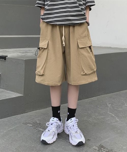 LYEON(リヨン)の「ウォッシュコットンカーゴハーフパンツ(カーゴパンツ・レディース・ベージュ/カーキ/ブラック・FREE)」の3枚目の写真