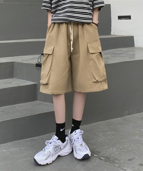 LYEON(リヨン)の「ウォッシュコットンカーゴハーフパンツ(カーゴパンツ・レディース・ベージュ/カーキ/ブラック・FREE)」の9枚目の写真