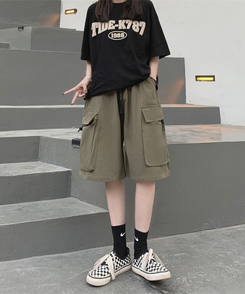 LYEON(リヨン)の「ウォッシュコットンカーゴハーフパンツ(カーゴパンツ・レディース・ベージュ/カーキ/ブラック・FREE)」の10枚目の写真
